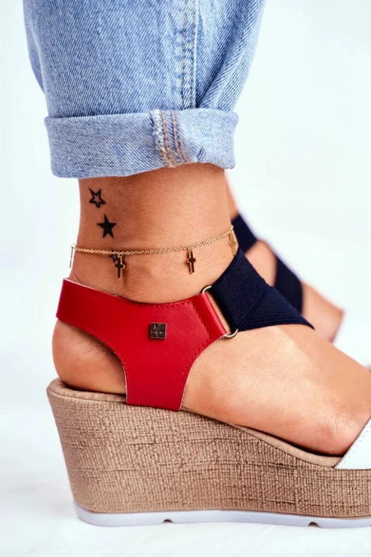 Big Star Shoes Sandały Damskie Na Koturnie Big Star Wsuwane FF276014