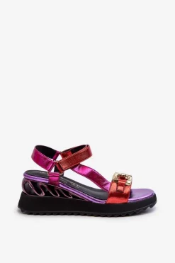 Damskie Damskie buty S.Barski Sandały Damskie Na Koturnie D&A CR954 Fioletowe