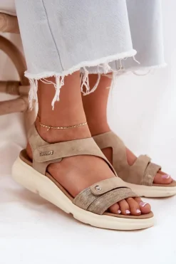 Evento Sandały Na Koturnie*Sandały Damskie Na Koturnie Beżowe Maroriella