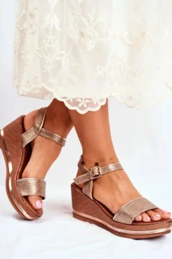 New Evento Sandały Damskie Na Koturnie Beżowe Monroe