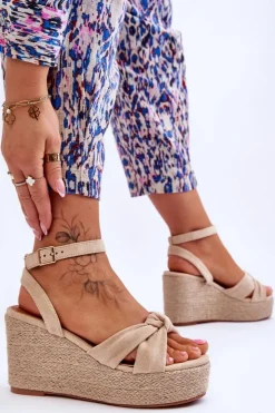 Online Boto Sandały Damskie Na Koturnie Beżowe Kendall