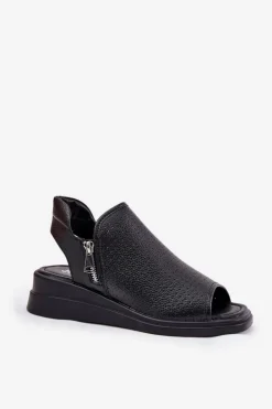 Damskie Boto Sandały Damskie Na Koturnie Czarne Mevinette