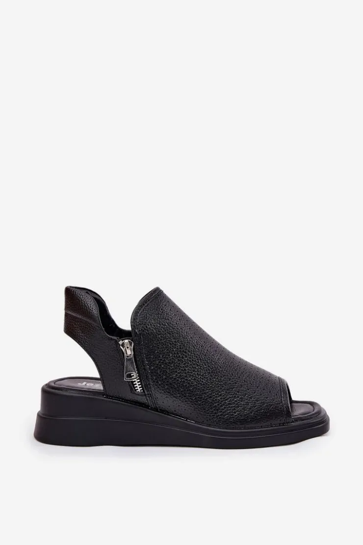 Damskie Boto Sandały Damskie Na Koturnie Czarne Mevinette