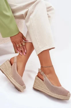 Boto Sandały Na Koturnie*Sandały Damskie Na Koturnie Z Plecionką Różowe Tulliata