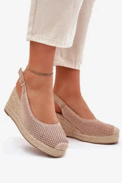 Boto Sandały Na Koturnie*Sandały Damskie Na Koturnie Z Plecionką Różowe Tulliata