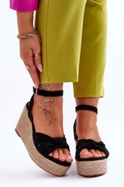 Boto Sandały Na Koturnie*Sandały Damskie Na Koturnie Czarne Kendall