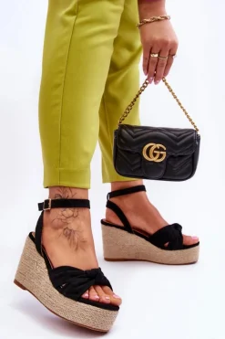 Boto Sandały Na Koturnie*Sandały Damskie Na Koturnie Czarne Kendall