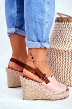 Big Star Shoes Sandały Big Star|Sandały Na Koturnie*Sandały Damskie Na Koturnie Big Star Różowe FF274984