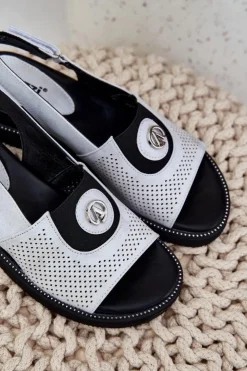 Damskie Boto Sandały Damskie Na Koturnie Srebrne Isnnoria