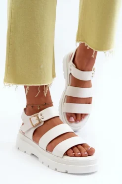 Damskie Boto Sandały Damskie Na Masywnej Podeszwie Białe Nicarda