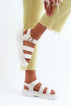 Damskie Boto Sandały Damskie Na Masywnej Podeszwie Białe Nicarda