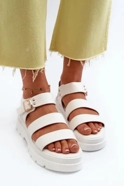 Damskie Boto Sandały Damskie Na Masywnej Podeszwie Białe Nicarda