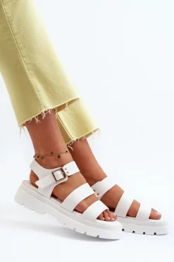 Damskie Boto Sandały Damskie Na Masywnej Podeszwie Białe Nicarda