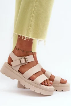 New Boto Sandały Damskie Na Masywnej Podeszwie Beżowe Nicarda
