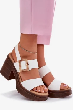 Buty damskie Vinceza Sandały Na Obcasie*Sandały Damskie Na Masywnym Obcasie I Platformie Vinceza 17387 Białe Biały