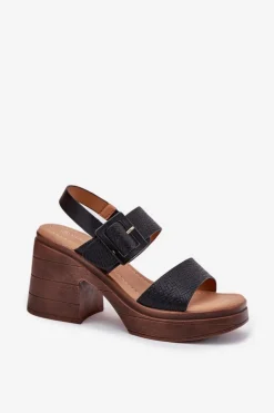 Buty damskie Vinceza Sandały Na Obcasie*Sandały Damskie Na Masywnym Obcasie I Platformie Vinceza 17387 Czarne Czarny