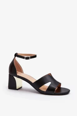 Damskie Boto Sandały Damskie Na Obcasie Klocku Czarne Irivana