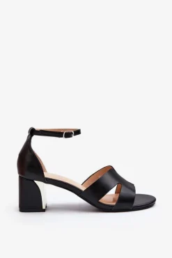 Damskie Boto Sandały Damskie Na Obcasie Klocku Czarne Irivana