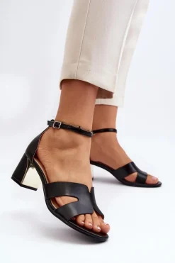 Damskie Boto Sandały Damskie Na Obcasie Klocku Czarne Irivana