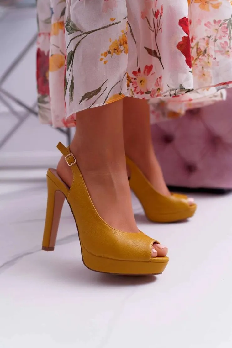 Damskie Boto Sandały Damskie Na Obcasie Platformie Żółte Lorajn