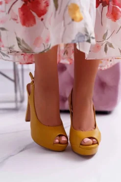 Damskie Boto Sandały Damskie Na Obcasie Platformie Żółte Lorajn