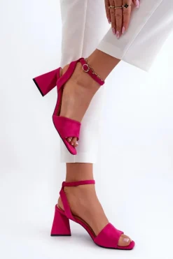 Buty damskie Vinceza Sandały Damskie Na Obcasie Z Eko Zamszu Vinceza 17328 Fuksja Różowy