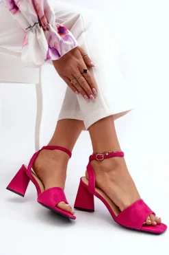 Buty damskie Vinceza Sandały Damskie Na Obcasie Z Eko Zamszu Vinceza 17328 Fuksja Różowy