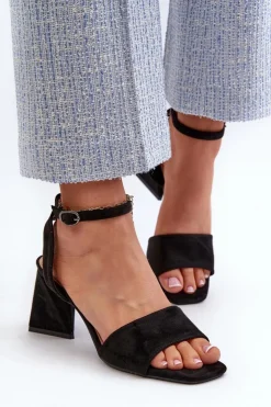 Damskie Buty damskie Vinceza Sandały Damskie Na Obcasie Z Eko Zamszu Vinceza 17328 Czarne