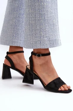 Damskie Buty damskie Vinceza Sandały Damskie Na Obcasie Z Eko Zamszu Vinceza 17328 Czarne