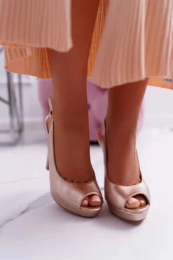 New Boto Sandały Damskie Na Obcasie Platformie Champagne Lorajn