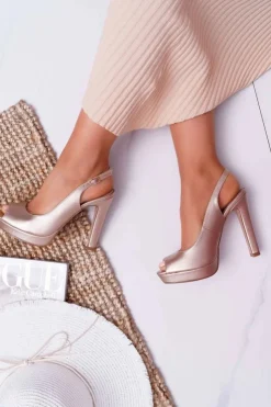 New Boto Sandały Damskie Na Obcasie Platformie Champagne Lorajn