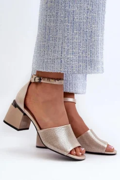 Best Buty damskie Vinceza Sandały Damskie Na Obcasie Z Eko Skóry Złote Horissa