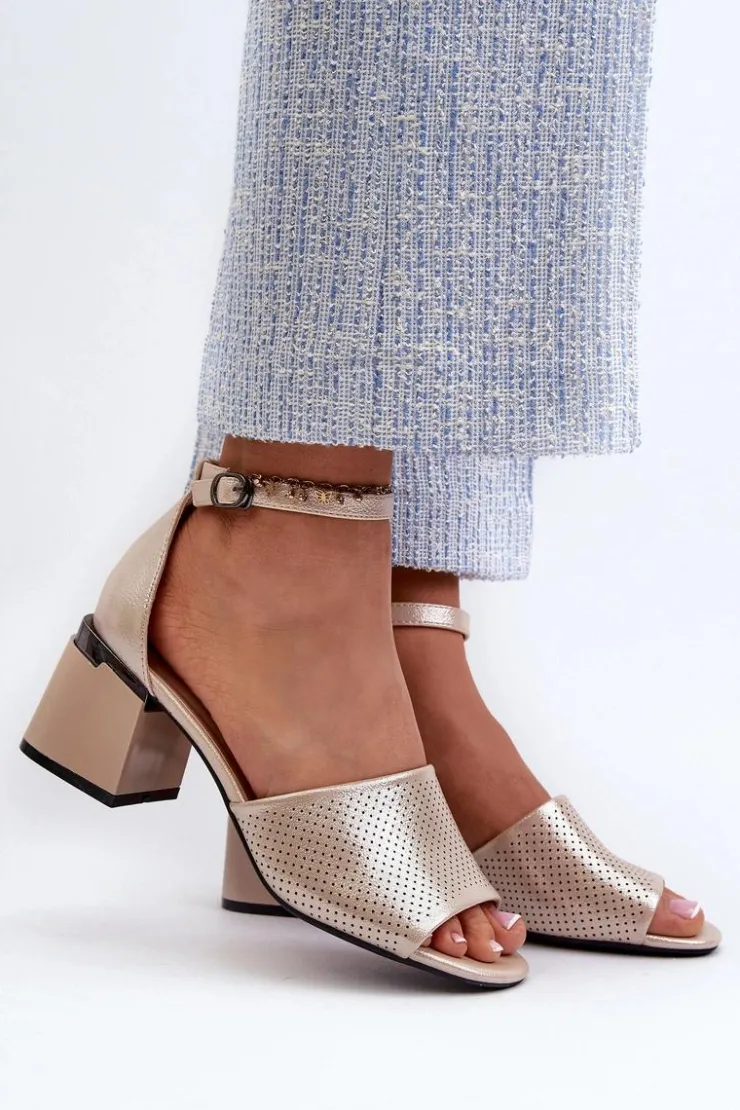 Best Buty damskie Vinceza Sandały Damskie Na Obcasie Z Eko Skóry Złote Horissa