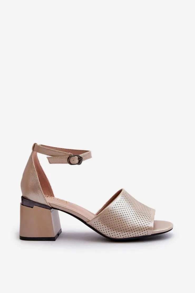 Best Buty damskie Vinceza Sandały Damskie Na Obcasie Z Eko Skóry Złote Horissa
