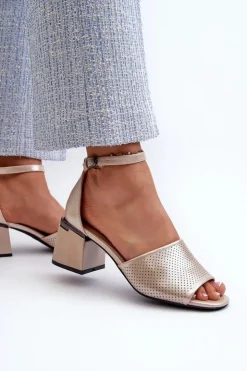 Best Buty damskie Vinceza Sandały Damskie Na Obcasie Z Eko Skóry Złote Horissa