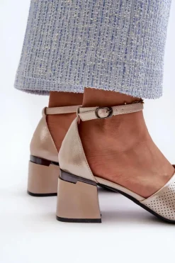 Best Buty damskie Vinceza Sandały Damskie Na Obcasie Z Eko Skóry Złote Horissa