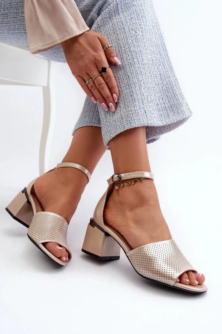 Best Buty damskie Vinceza Sandały Damskie Na Obcasie Z Eko Skóry Złote Horissa