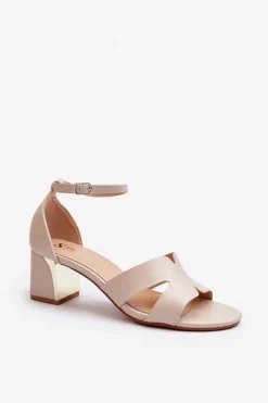 Boto Sandały Na Obcasie*Sandały Damskie Na Obcasie Klocku Beżowe Irivana