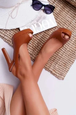 New Boto Sandały Damskie Na Obcasie Platformie Camel Lorajn