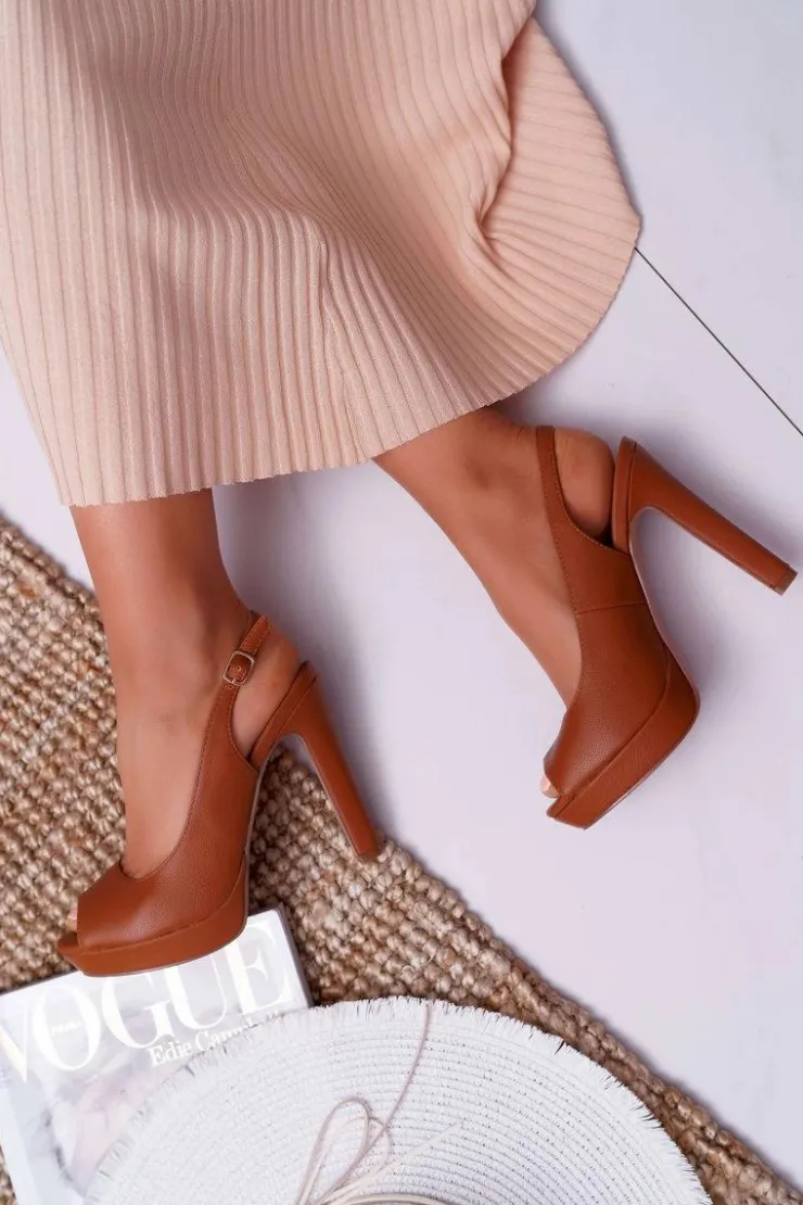 New Boto Sandały Damskie Na Obcasie Platformie Camel Lorajn