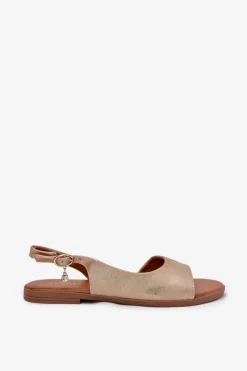 Evento Sandały Płaskie*Sandały Damskie Na Płaskim Obcasie Złote Weanise Złoty