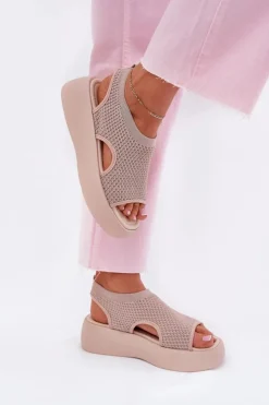 Damskie Boto Sandały Damskie Na Platformie Beżowe Kavira