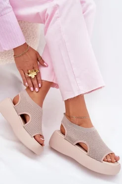 Damskie Boto Sandały Damskie Na Platformie Beżowe Kavira