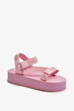 Big Star Shoes Sandały Big Star|Sandały Płaskie*Sandały Damskie Na Platformie Big Star NN274A529 Różowe Różowy