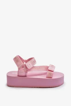 Big Star Shoes Sandały Big Star|Sandały Płaskie*Sandały Damskie Na Platformie Big Star NN274A529 Różowe Różowy