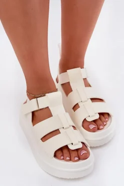 Damskie Boto Sandały Damskie Na Platformie Ecru Nitavelia