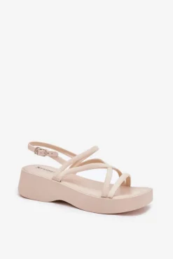 Damskie Boto Sandały Damskie Na Platformie Z Paskami Jasnobeżowe Civara