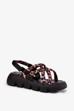 Damskie Boto Sandały Damskie Na Platformie Z Paskami Panterka Filamira