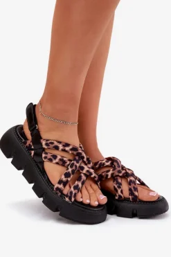 Damskie Boto Sandały Damskie Na Platformie Z Paskami Panterka Filamira