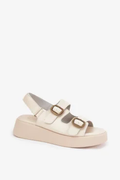 Boto Sandały Na Koturnie|Sandały Płaskie*Sandały Damskie Na Platformie I Koturnie Z Klamrami Beżowe Genorre Beżowy